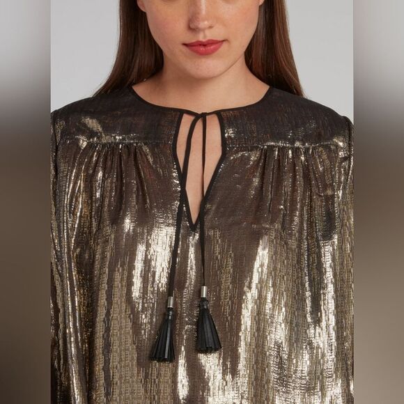 NWT Just Cavalli Gold Metallic Tassel Detail Top - Picture 5 of 11